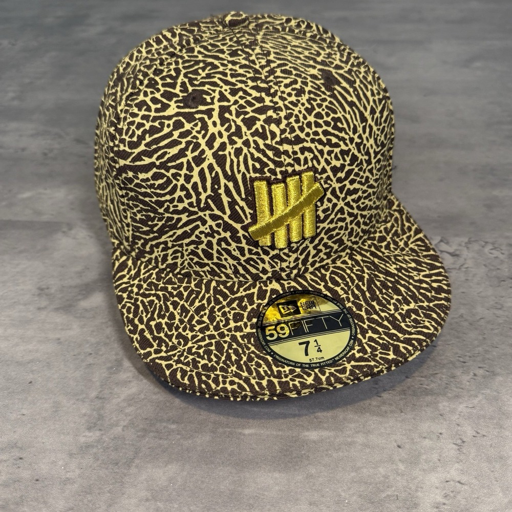 Vintage New Era x Undefeated UNDFTD Hat Elephant Print‎ Brown Gold Y2K RARE